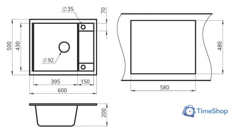 Кухонная мойка Granula GR-6002 (пирит) - Изображение №3 — Интернет-магазин Time-Shop