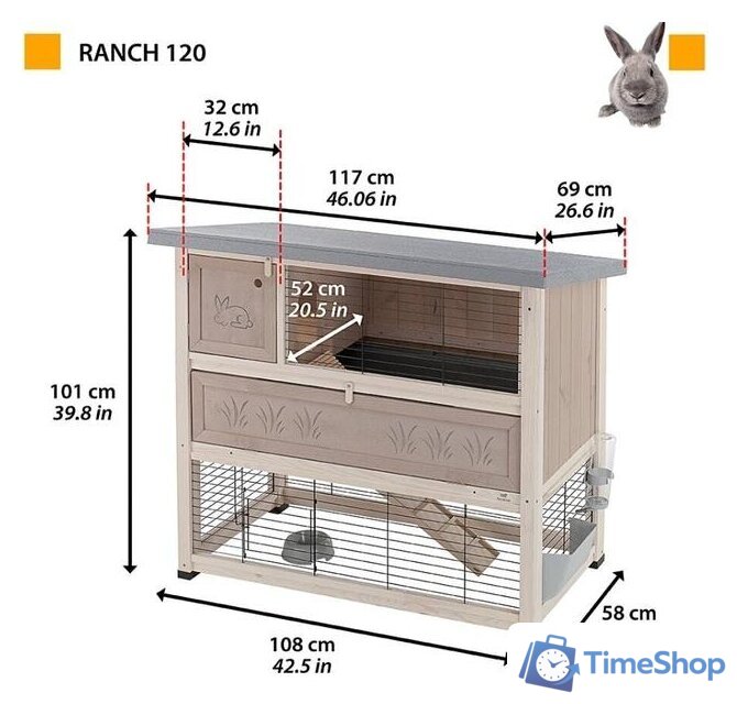 Клетка Ferplast Ranch 120 57091000 - Изображение №9 — Интернет-магазин Time-Shop