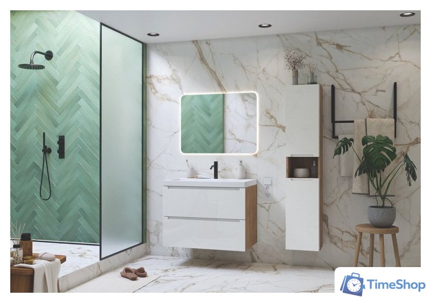  ЗОВ Тумба под умывальник Дион 90 D90LHO0M9003GKV5 (белый глянцевый/дуб) - Изображение №2 — Интернет-магазин Time-Shop