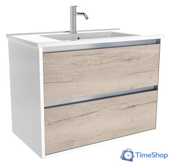  ЗОВ Тумба под умывальник Парма 80 P80LWP0MWHMC1A (белый/белый галифакс) - Изображение №1 — Интернет-магазин Time-Shop