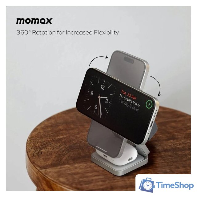 Беспроводное зарядное Momax Q2.Mag 3-in-1 UD31L (титановый) - Изображение №7 — Интернет-магазин Time-Shop