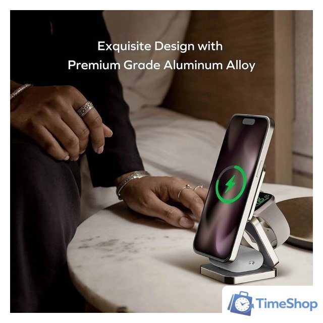 Беспроводное зарядное Momax Q2.Mag 3-in-1 UD31L (титановый) - Изображение №8 — Интернет-магазин Time-Shop