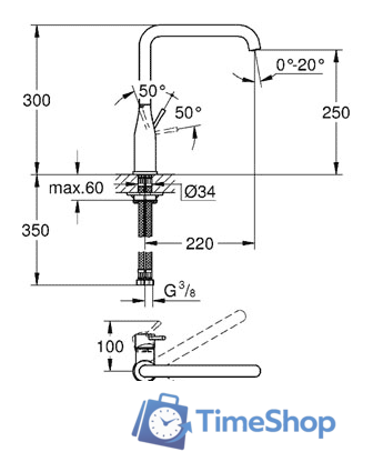 Смеситель Grohe Essence 30269AL0 (темный графит матовый) - Изображение №3 — Интернет-магазин Time-Shop