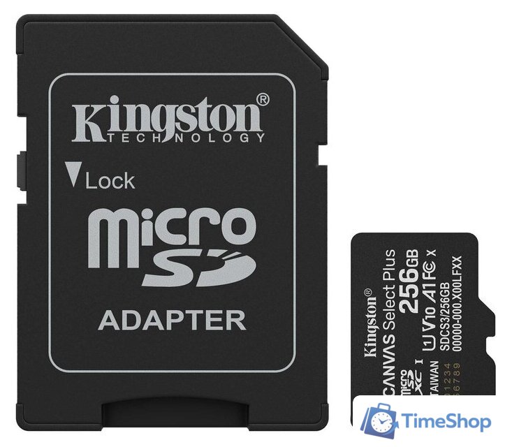 Карта памяти Kingston Canvas Select Plus microSDXC 256GB SDCS3/256GB (с адаптером) - Изображение №1 — Интернет-магазин Time-Shop