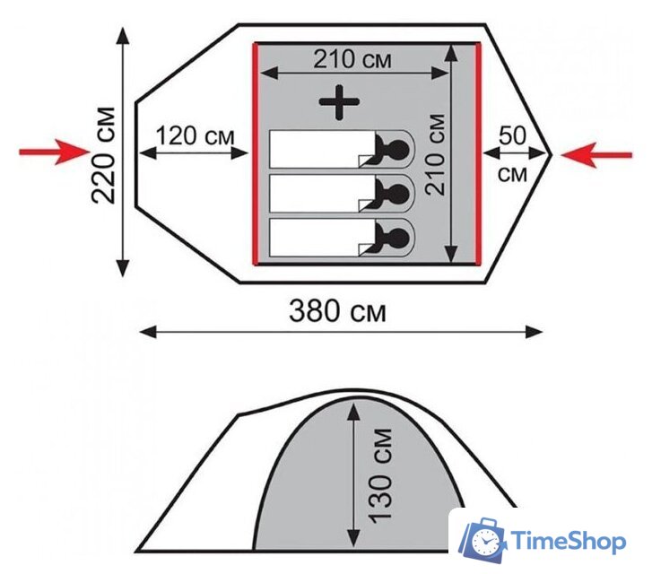 Треккинговая палатка Tramp Lite Camp 3 (песочный) - Изображение №2 — Интернет-магазин Time-Shop