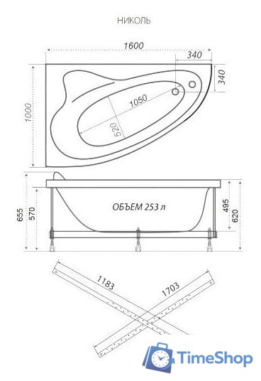 Ванна Triton Николь 160x100 R Люкс Flat (с гидромассажем) - Изображение №3 — Интернет-магазин Time-Shop