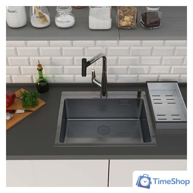 Кухонная мойка Roxen Simple 560220-50B PVD графит (с коландером и дозатором) - Изображение №3 — Интернет-магазин Time-Shop