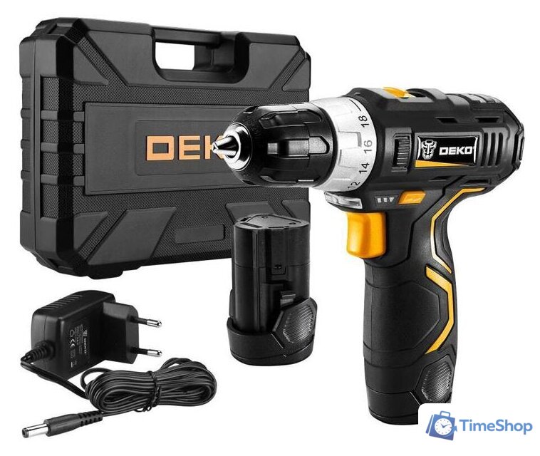 Дрель-шуруповерт Deko GCD12DU3 SET 4 063-4140 (с 2-мя АКБ, кейс, набор оснастки) - Изображение №2 — Интернет-магазин Time-Shop