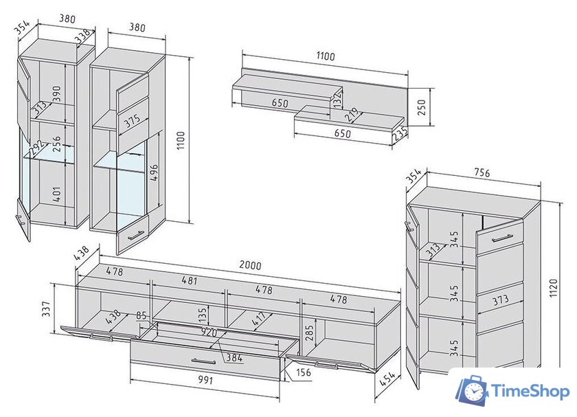 Горка Интерлиния Neo-1 с подсветкой (керамика/белый) - Изображение №2 — Интернет-магазин Time-Shop