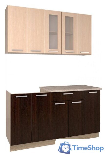 Готовая кухня Интерлиния Мила 15 (дуб молочный/дуб венге) - Изображение №1 — Интернет-магазин Time-Shop