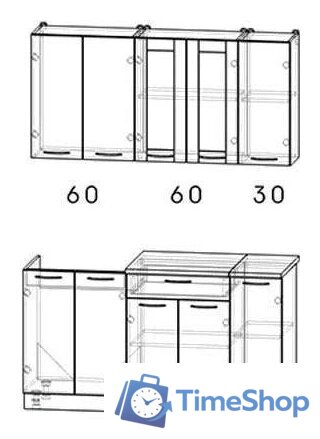 Готовая кухня Интерлиния Мила 15 (дуб молочный/дуб венге) - Изображение №2 — Интернет-магазин Time-Shop