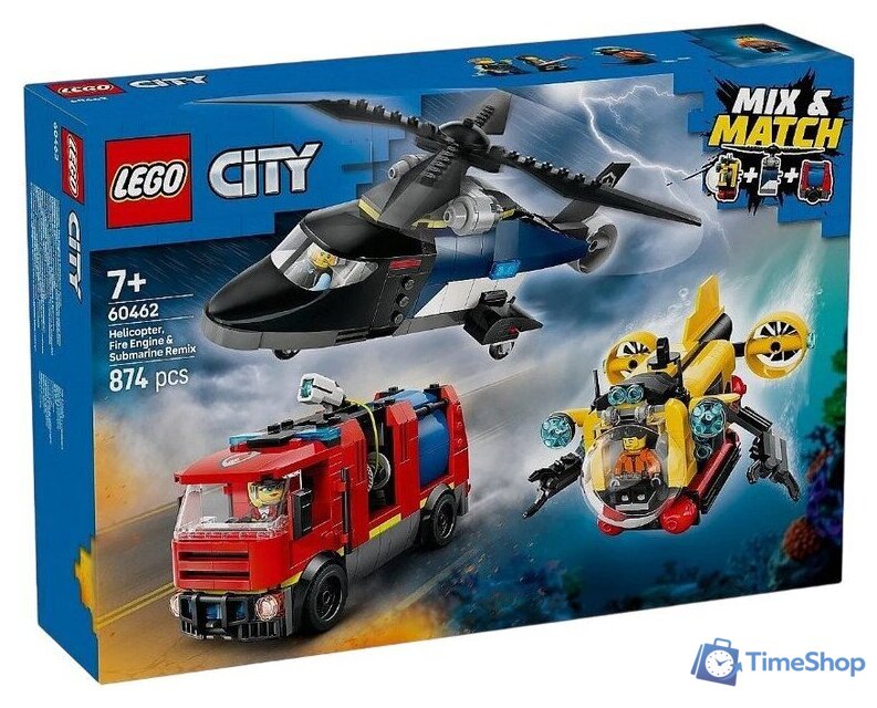 Конструктор LEGO City 60462 Вертолет, пожарная машина и подводная лодка - Изображение №1 — Интернет-магазин Time-Shop