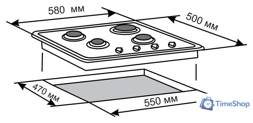 Варочная панель De luxe 5840.00ГМВ-050 Ч/Р - Изображение №2 — Интернет-магазин Time-Shop