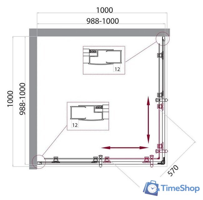 Душевой уголок BelBagno UNO-195-A-2-100-CH-CR - Изображение №6 — Интернет-магазин Time-Shop