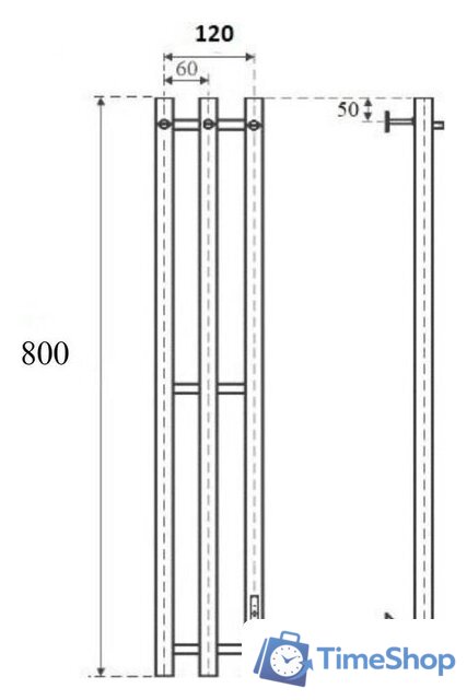 Полотенцесушитель Маргроид Ferrum Inaro СНШ 80*6*12 Графит, скрытого монтажа, таймер справа (6 крючков) - Изображение №8 — Интернет-магазин Time-Shop