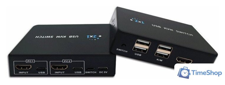 KVM переключатель USBTOP 2-х портовый KVM-переключатель HDMI USB, (черный) - Изображение №2 — Интернет-магазин Time-Shop