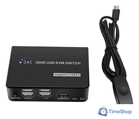 KVM переключатель USBTOP 2-х портовый KVM-переключатель HDMI USB, (черный) - Изображение №4 — Интернет-магазин Time-Shop
