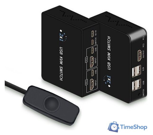 KVM переключатель USBTOP 2-х портовый KVM-переключатель HDMI USB, (черный) - Изображение №1 — Интернет-магазин Time-Shop