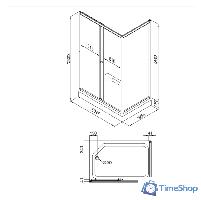 Душевой уголок Triton Фьюжн А1 120х80 (полосы) - Изображение №2 — Интернет-магазин Time-Shop