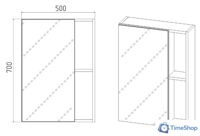  Viant Шкаф с зеркалом Бостон 50 VBOS50-ZSH - Изображение №7 — Интернет-магазин Time-Shop