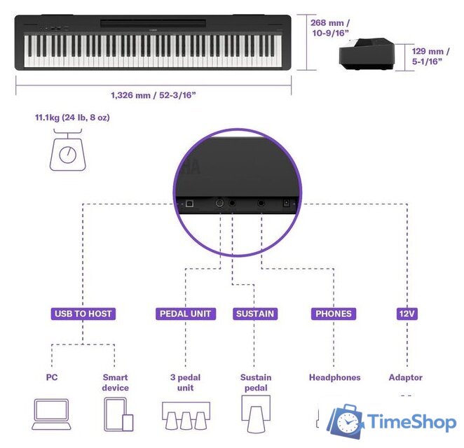 Цифровое пианино Yamaha P-145BT - Изображение №6 — Интернет-магазин Time-Shop