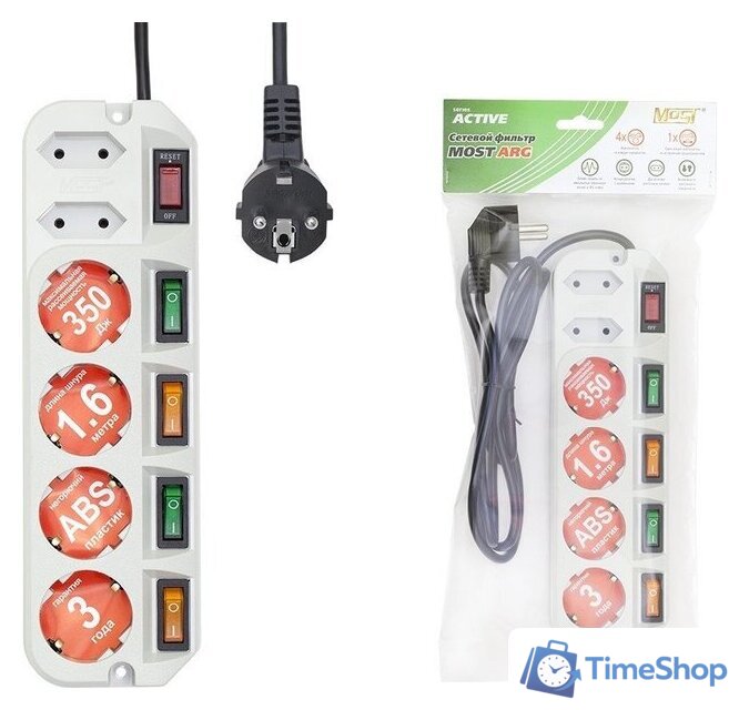 Сетевой фильтр Most ARG-Б 1.6 (белый) - Изображение №2 — Интернет-магазин Time-Shop