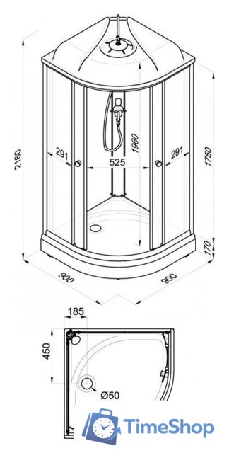 Душевая кабина Niagara Light L90/17 90х90х215 - Изображение №6 — Интернет-магазин Time-Shop
