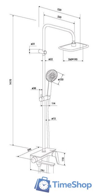 Душевая система  RedBlu 977720000 - Изображение №2 — Интернет-магазин Time-Shop