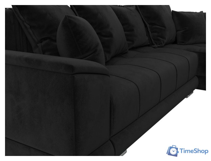 Угловой диван Лига диванов НордСтар правый 121112 (велюр черный/подушки велюр черный) - Изображение №3 — Интернет-магазин Time-Shop