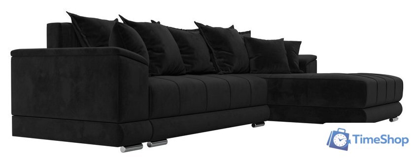 Угловой диван Лига диванов НордСтар правый 121112 (велюр черный/подушки велюр черный) - Изображение №4 — Интернет-магазин Time-Shop