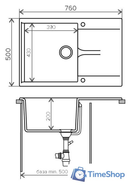Кухонная мойка Polygran Gals-760 (белый хлопок 36) - Изображение №2 — Интернет-магазин Time-Shop