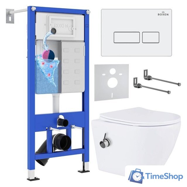 Унитаз подвесной Roxen Antares Bidet в комплекте с инсталляцией StounFix Dual Fresh 6 в 1 953833 (кнопка: белый глянец) - Изображение №1 — Интернет-магазин Time-Shop