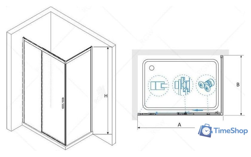 Душевой уголок RGW LE-41-1B (LE-12B + Z-060-2B) 341241198-014 190x80 (черный/прозрачное стекло) - Изображение №4 — Интернет-магазин Time-Shop