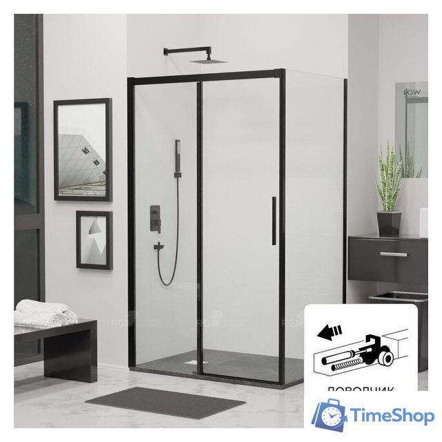 Душевой уголок RGW LE-41-1B (LE-12B + Z-060-2B) 341241198-014 190x80 (черный/прозрачное стекло) - Изображение №1 — Интернет-магазин Time-Shop