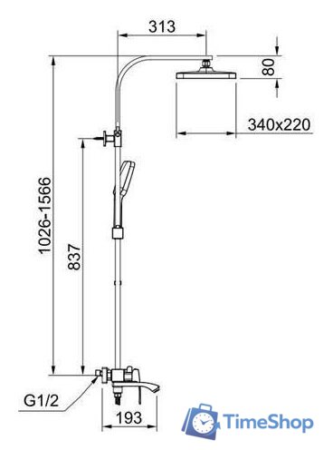Душевая система  Raglo R01.24.09 - Изображение №2 — Интернет-магазин Time-Shop