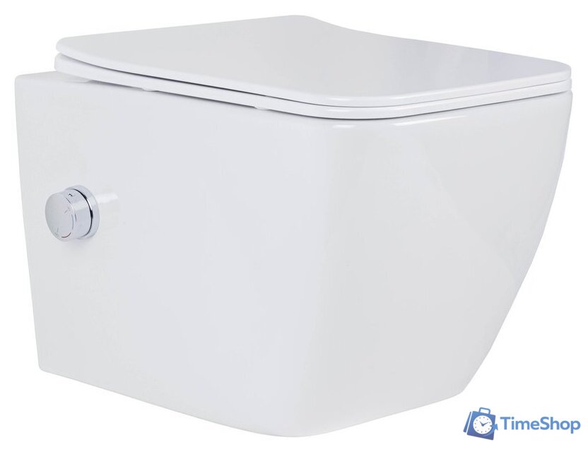 Унитаз подвесной Roxen Cube bidet в комплекте с инсталляцией StounFix Dual Fresh 6 в 1 968439 (кнопка: сатин) - Изображение №3 — Интернет-магазин Time-Shop