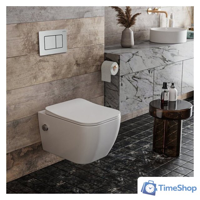 Унитаз подвесной Roxen Cube bidet в комплекте с инсталляцией StounFix Dual Fresh 6 в 1 968439 (кнопка: сатин) - Изображение №2 — Интернет-магазин Time-Shop