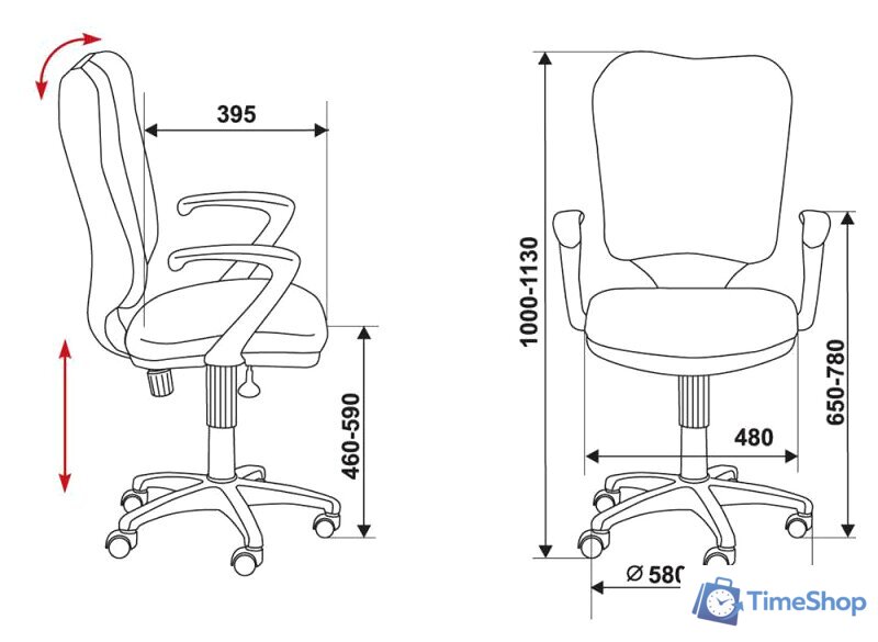 Офисное кресло Бюрократ CH-540AXSN/26-28 (черный) - Изображение №6 — Интернет-магазин Time-Shop