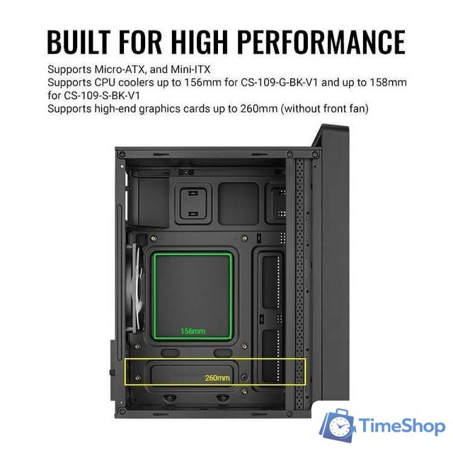 Корпус AeroCool CS-109-G-BK-v1 - Изображение №8 — Интернет-магазин Time-Shop