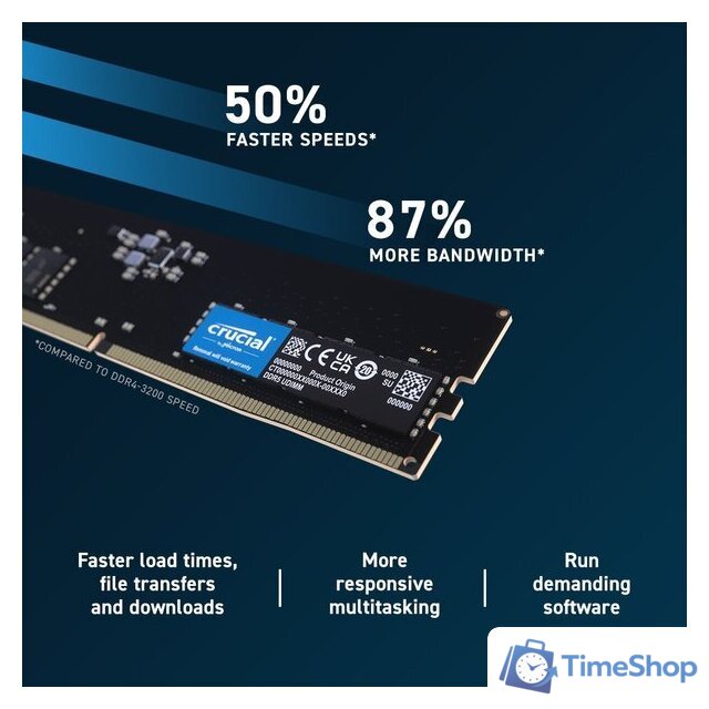 Оперативная память Crucial 2x32ГБ DDR5 5600 МГц CT2K32G56C46U5 - Изображение №3 — Интернет-магазин Time-Shop
