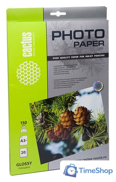 Фотобумага CACTUS Глянцевая A3 150 г/кв.м. 20 листов (CS-GA315020) - Изображение №1 — Интернет-магазин Time-Shop