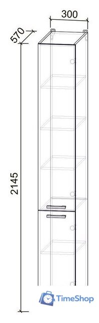 Шкаф-пенал Интерлиния Компо НШП-№1-2145 (серебро/антрацит) - Изображение №3 — Интернет-магазин Time-Shop