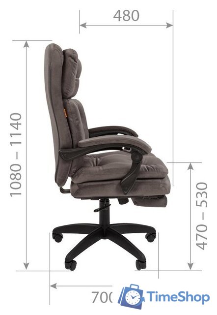 Офисное кресло CHAIRMAN Home 442 (ткань, Т-55 серый) - Изображение №8 — Интернет-магазин Time-Shop