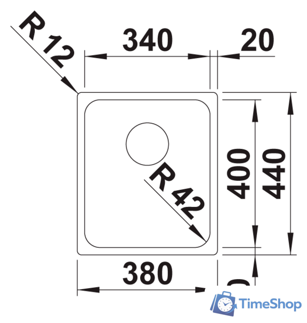 Кухонная мойка Blanco Solis 340-U 526115 (полированная) - Изображение №2 — Интернет-магазин Time-Shop