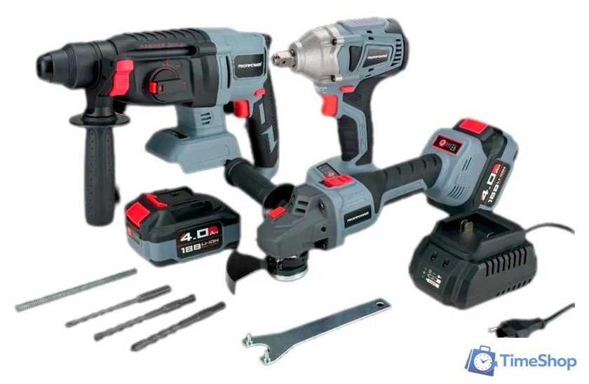  Profipower MKDGA-18V (перфоратор, гайковерт, болгарка, 2 АКБ) - Изображение №1 — Интернет-магазин Time-Shop