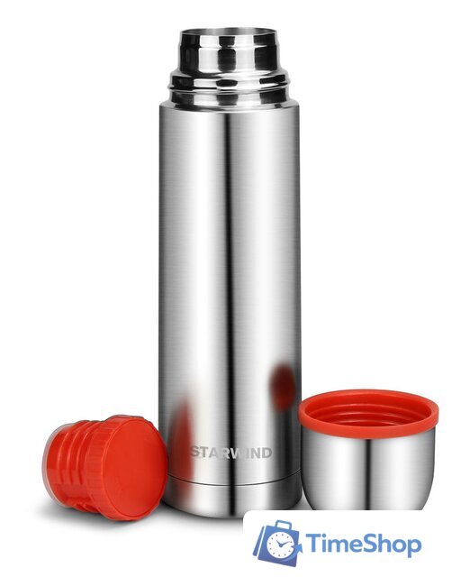 Термос StarWind 10-500 500мл (серебристый/красный) - Изображение №5 — Интернет-магазин Time-Shop