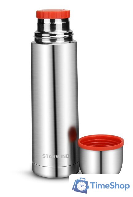 Термос StarWind 10-500 500мл (серебристый/красный) - Изображение №2 — Интернет-магазин Time-Shop