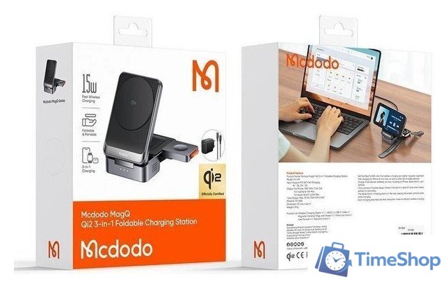 Беспроводное зарядное McDodo CH-519 22.5W USB Type-C с адаптером (черный) - Изображение №4 — Интернет-магазин Time-Shop