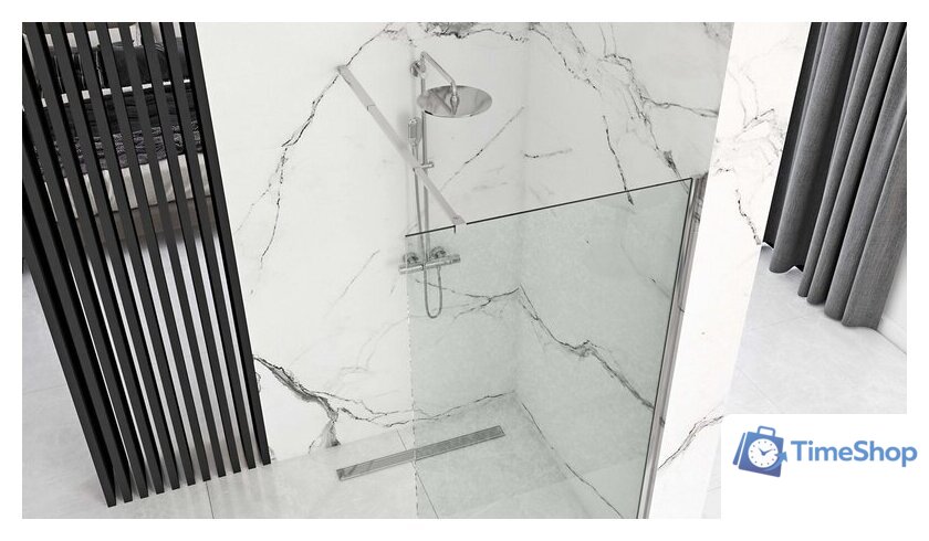 Душевая стенка Rea Aero N 90 (хром/прозрачное стекло) - Изображение №5 — Интернет-магазин Time-Shop