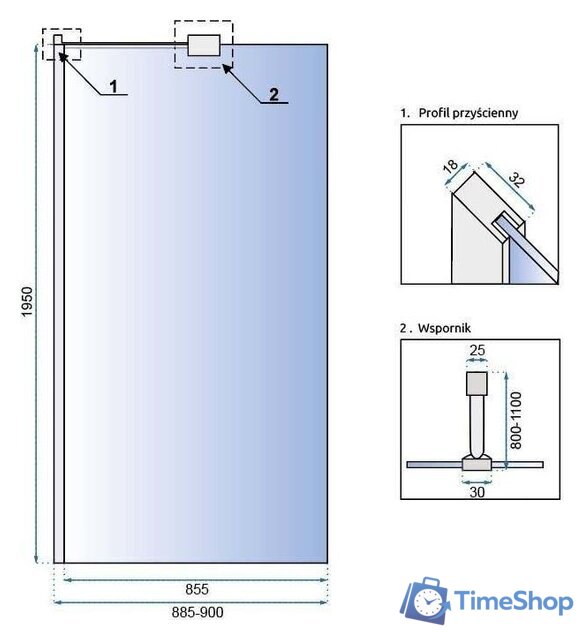 Душевая стенка Rea Aero N 90 (хром/прозрачное стекло) - Изображение №2 — Интернет-магазин Time-Shop